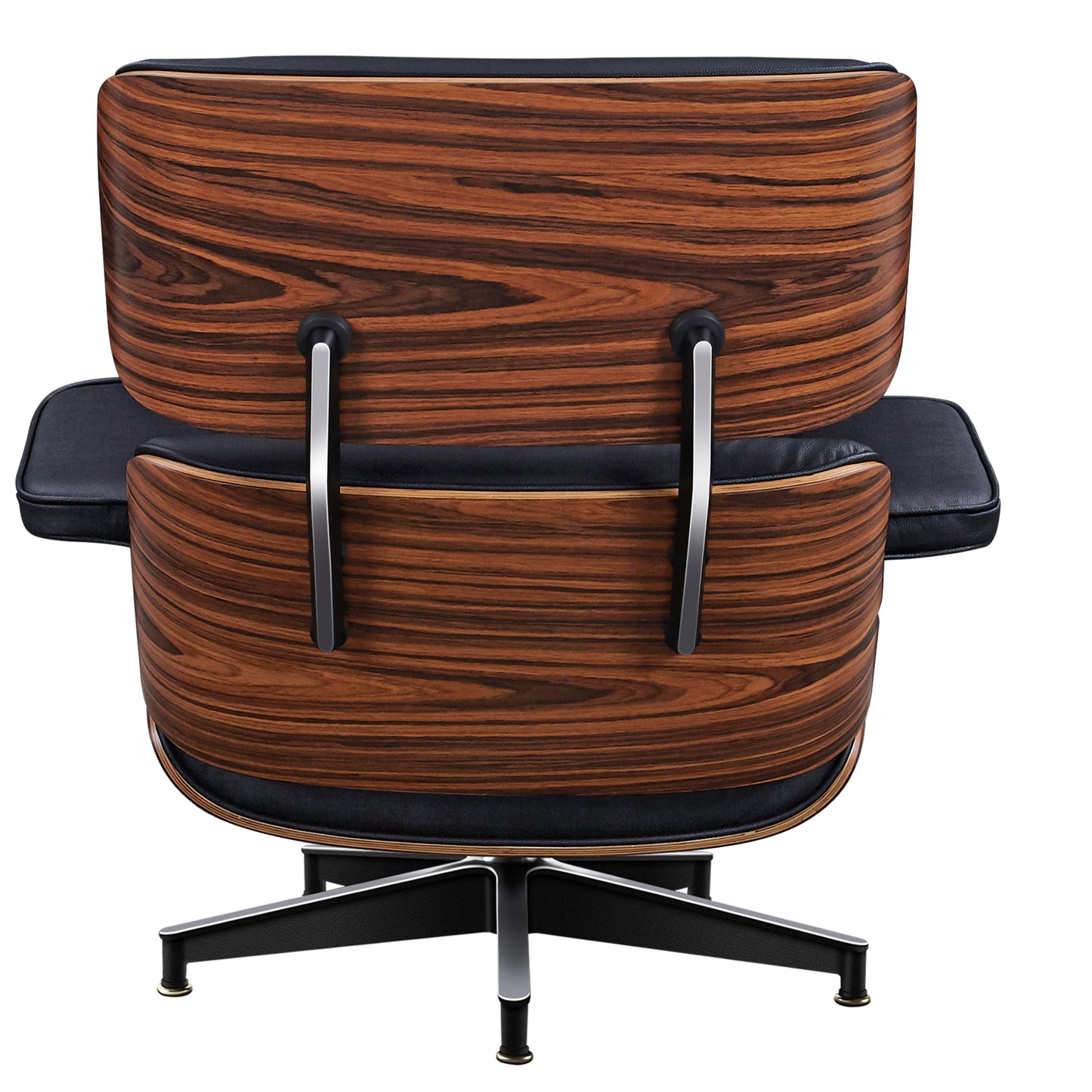 TALL Midcentury Lounge Chair & Ottoman - Black Leather, Palisander Wood