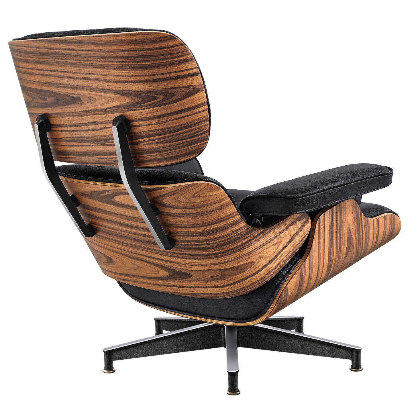 Midcentury Lounge Chair & Ottoman - Black Leather, Palisander Wood