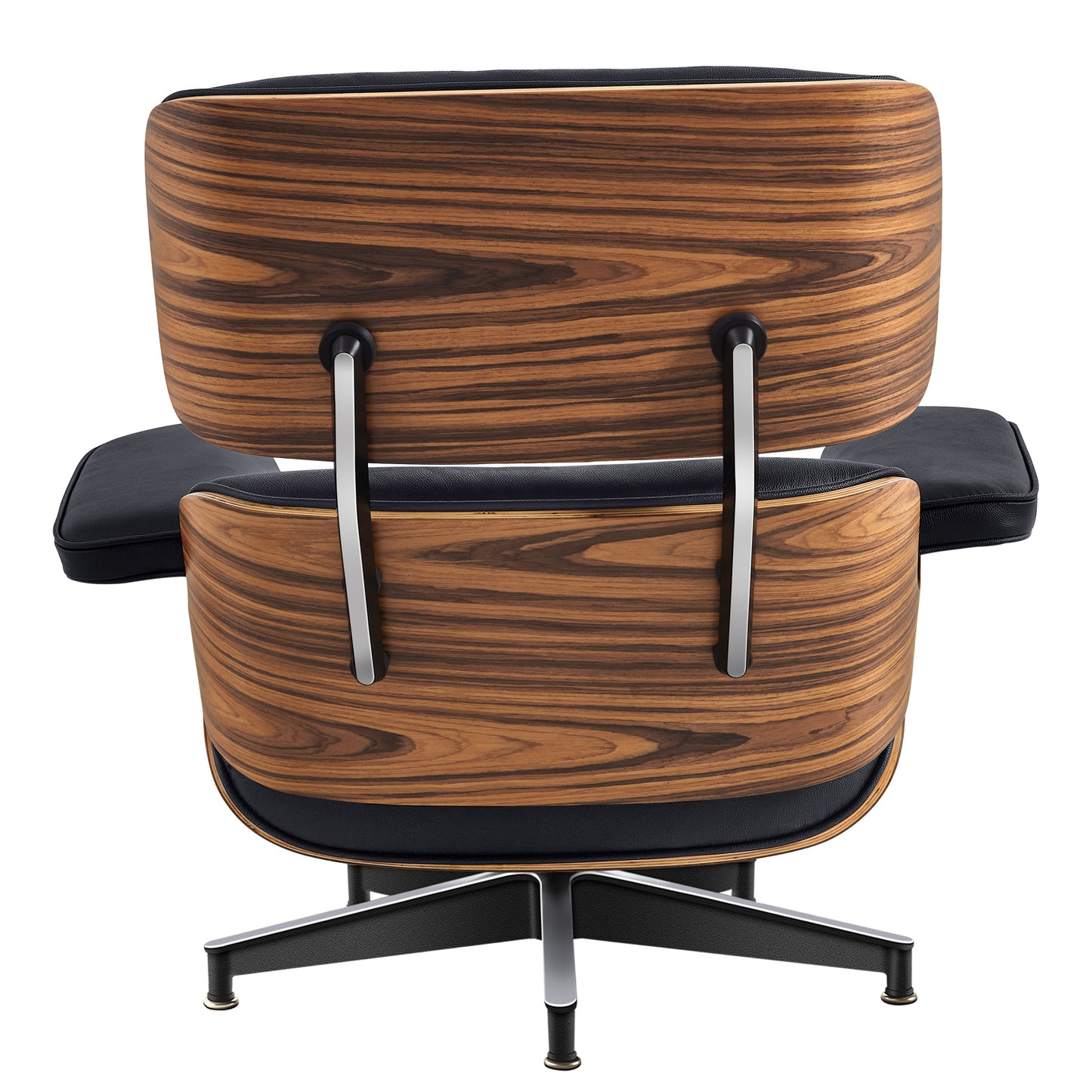 Midcentury Lounge Chair & Ottoman - Black Leather, Palisander Wood